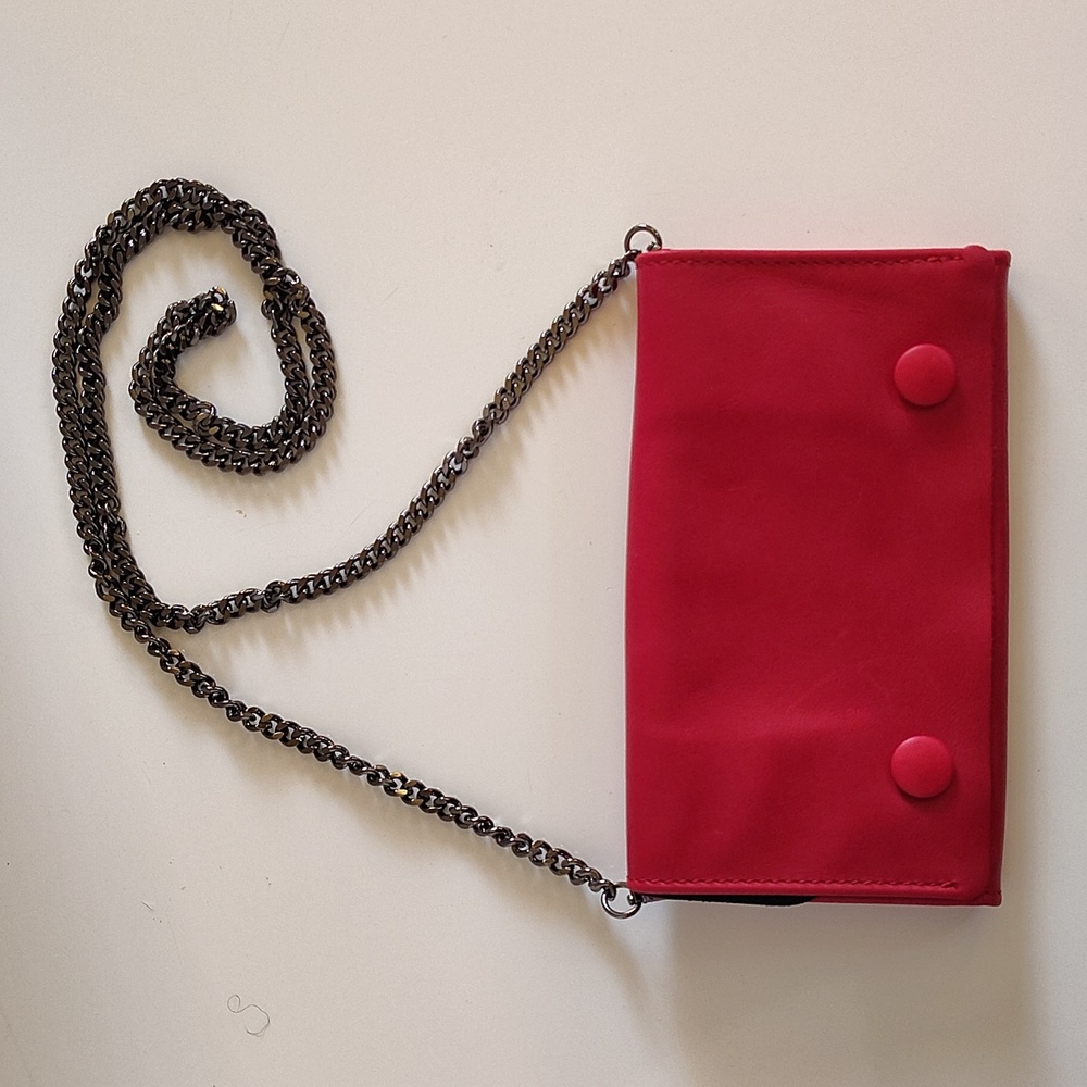Officine 904 Pienza Red Italian Leather Chain Crossbody Bag (41)